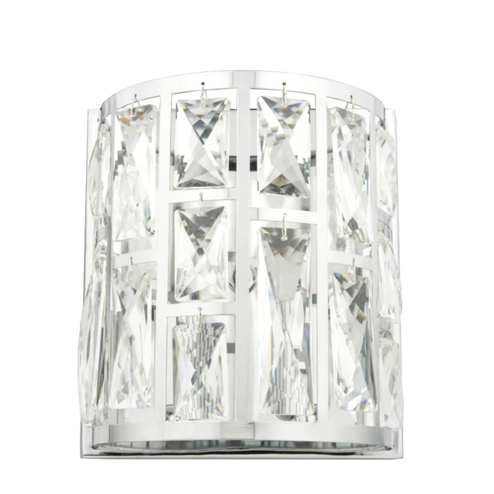 KINKIET Kyiv srebrny, szlifowane kryształy, glamour, ekskluzywny