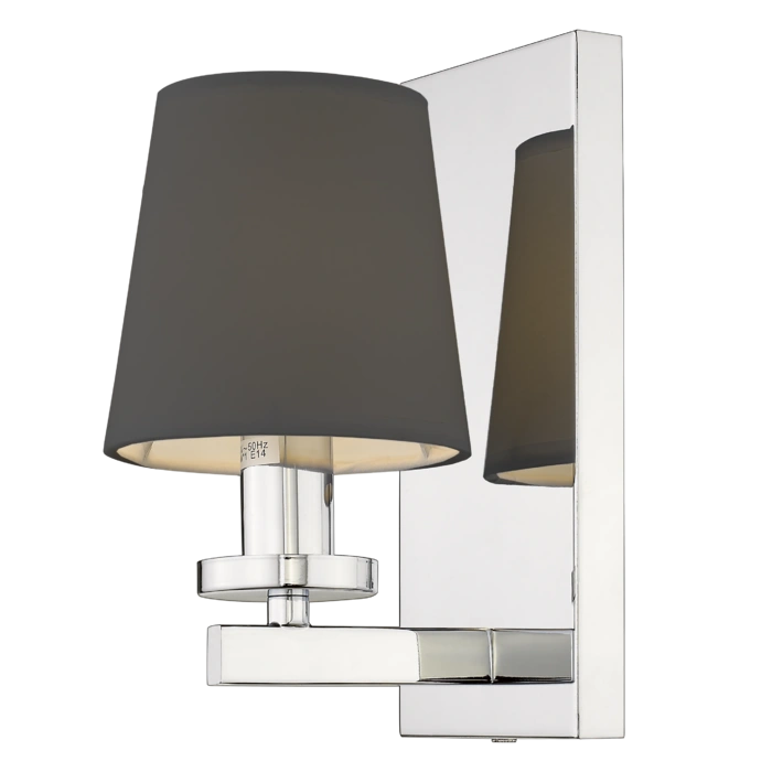 KINKIET London jednopunktowy, srebrne wykończenie, czarny abażur w stylu nowojorskim, piękny KINKIET London jednopunktowy, srebrne wykończenie, czarny abażur w stylu nowojorskim, piękny