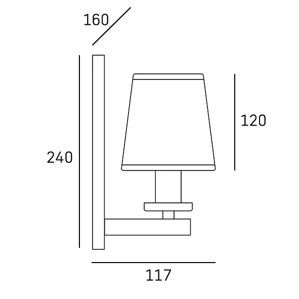 KINKIET London jednopunktowy, srebrne wykończenie, czarny abażur w stylu nowojorskim, wymiary KINKIET London jednopunktowy, srebrne wykończenie, czarny abażur w stylu nowojorskim, wymiary