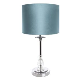 LAMPA DEKORACYJNA MONIK niebieska z abażurem i kryształem, glamour, piękna