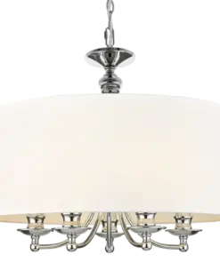 LAMPA WISZĄCA Abu Dhabi srebrna, biały abażur, klasyczna, piekna