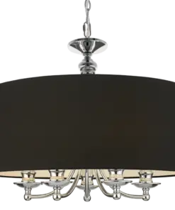 LAMPA WISZĄCA Abu Dhabi srebrna, czarny abażur, klasyczna