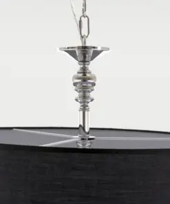 LAMPA WISZĄCA Abu Dhabi srebrna, czarny abażur, klasyczna, hampton