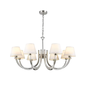 LAMPA WISZĄCA Atlanta niklowana rama, białe abażury, klasyczna, piękna