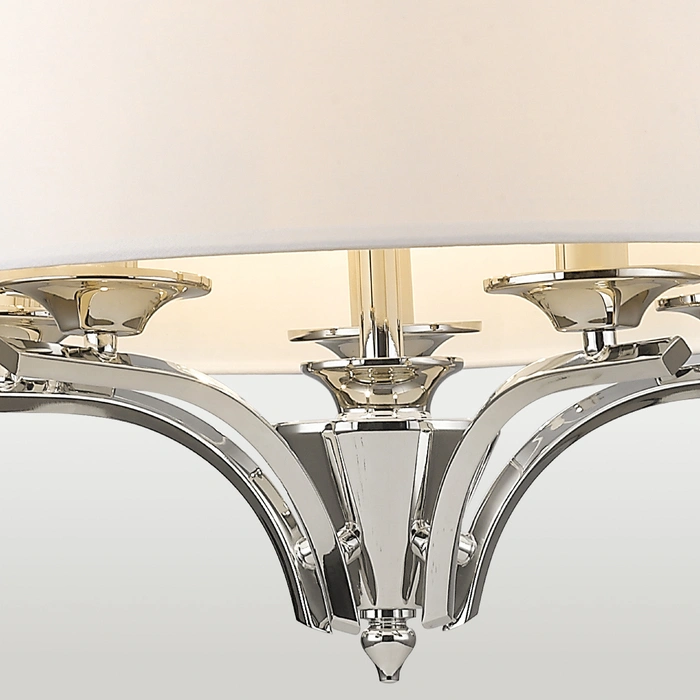 LAMPA WISZĄCA Atlanta okrągła z białym abażurem, niklowane detale, klasyczna, dekoracyjna LAMPA WISZĄCA Atlanta okrągła z białym abażurem, niklowane detale, klasyczna, dekoracyjna