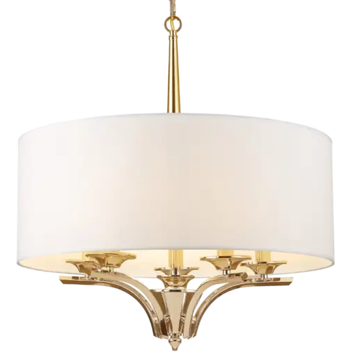 LAMPA WISZĄCA Atlanta okrągła z białym abażurem, złote detale, styl klasyczny, piękna
