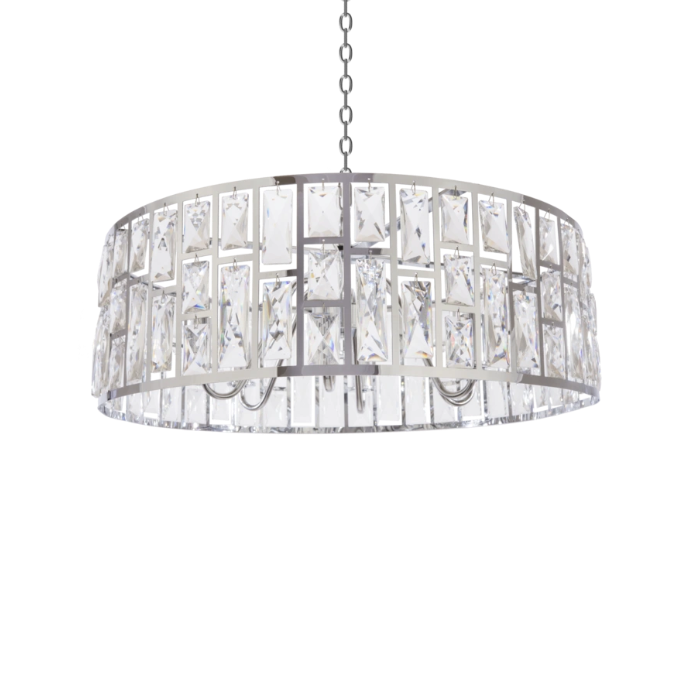 LAMPA WISZĄCA Kyiv srebrna, okrągła rama z kryształami, ekskluzywna, piękna LAMPA WISZĄCA Kyiv srebrna, okrągła rama z kryształami, ekskluzywna, piękna