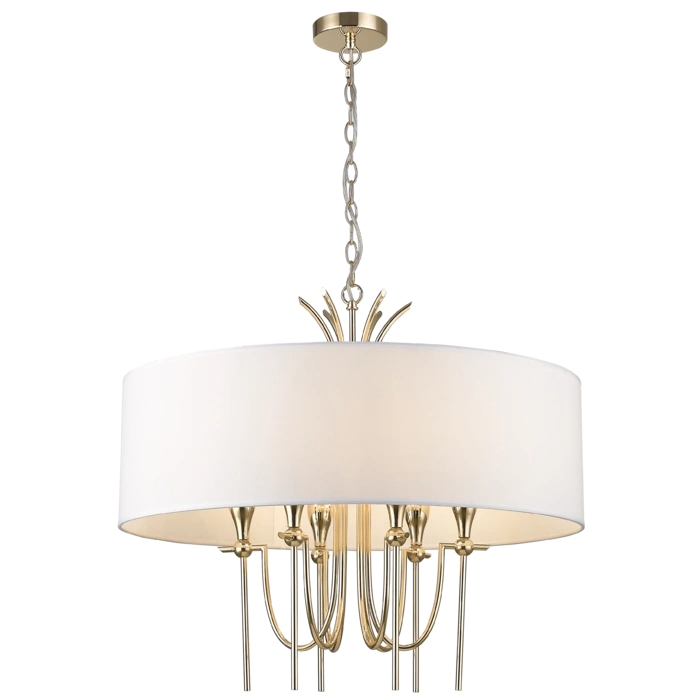 LAMPA WISZĄCA Las Vegas okrągła z białym abażurem, złote wykończenie, styl glamour, ekskluzywna LAMPA WISZĄCA Las Vegas okrągła z białym abażurem, złote wykończenie, styl glamour, ekskluzywna