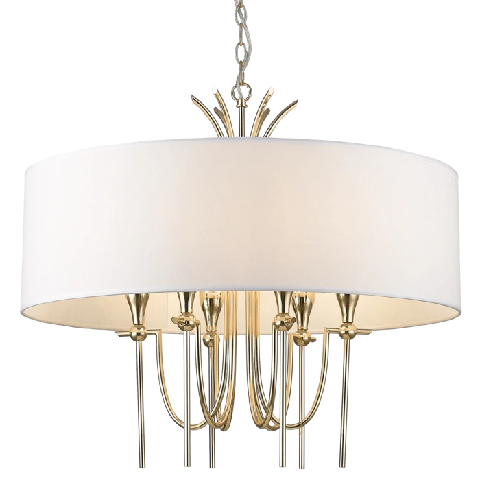 LAMPA WISZĄCA Las Vegas okrągła z białym abażurem, złote wykończenie, styl glamour, piękna LAMPA WISZĄCA Las Vegas okrągła z białym abażurem, złote wykończenie, styl glamour, piękna