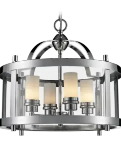 LAMPA WISZĄCA New York metalowa oprawa, srebrna, elegancka 42x42 cm, piękna