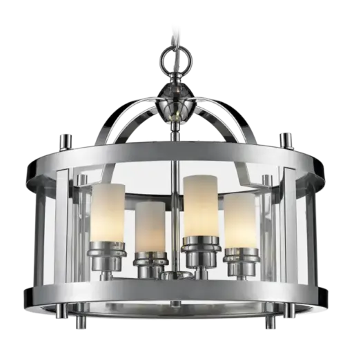 LAMPA WISZĄCA New York metalowa oprawa, srebrna, elegancka 42x42 cm, piękna