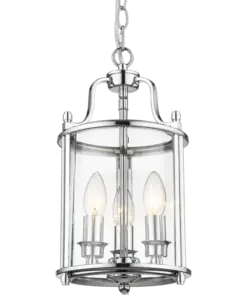 LAMPA WISZĄCA New York, srebrna, dekoracyjna rama, klasyczna 20x37 cm piękna