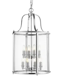 LAMPA WISZĄCA New York srebrne wykończenie, dekoracyjna rama, klasyczny wygląd 43x76 cm piękna