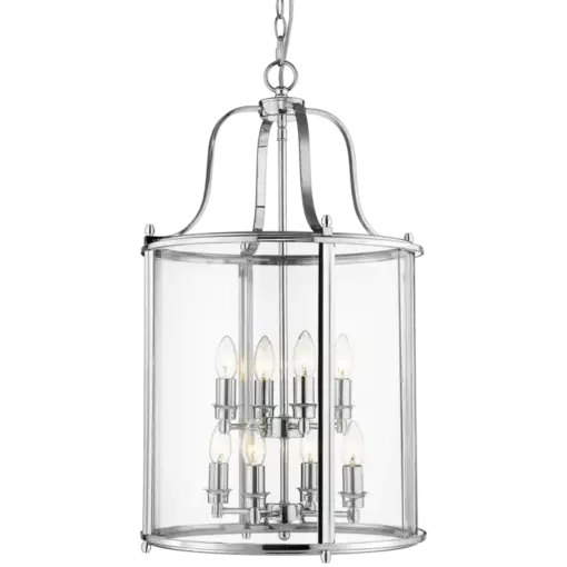 LAMPA WISZĄCA New York srebrne wykończenie, dekoracyjna rama, klasyczny wygląd 43x76 cm piękna