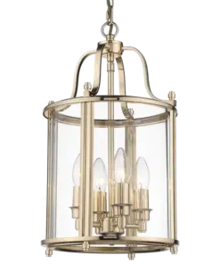 LAMPA WISZĄCA New York, złota, metalowa rama, klasyczny styl 27x48 cm piękna