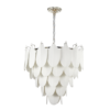 LAMPA WISZĄCA Palermo białe, ceramiczne liście, niklowana rama, ekskluzywna