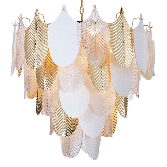 LAMPA WISZĄCA Palermo biało-złota, okrągła, styl glamour, piękna