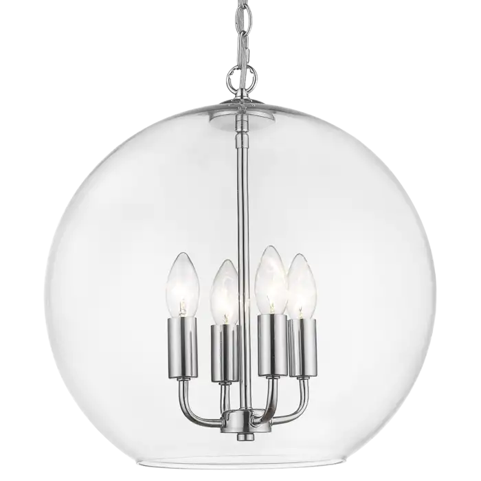 LAMPA WISZĄCA Prague okrągła, szklana, srebrne akcenty, klasyczny styl, piękna