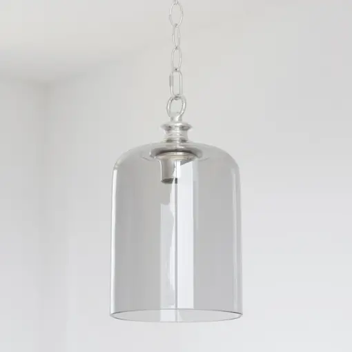 LAMPA WISZĄCA Prague szklana, srebrne detale, designerska, nowoczesna
