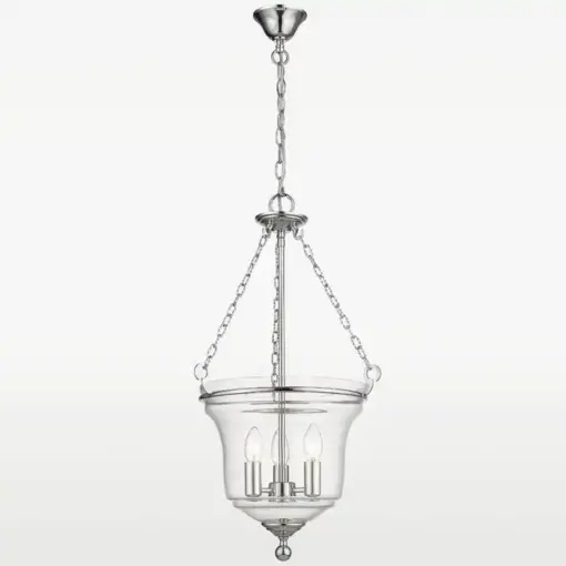 LAMPA WISZĄCA Prague szklana, srebrne detale, styl klasyczny, ekskluzywna