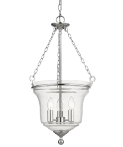 LAMPA WISZĄCA Prague szklana, srebrne detale, styl klasyczny, piękna