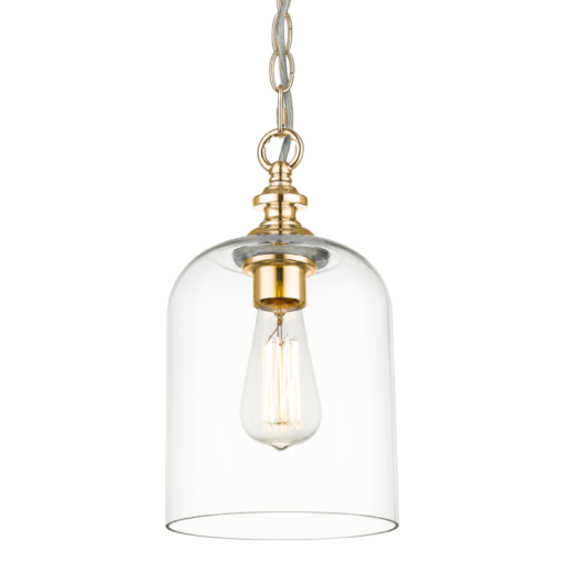 LAMPA WISZĄCA Prague szklana, złote detale, nowoczesny styl, designerska