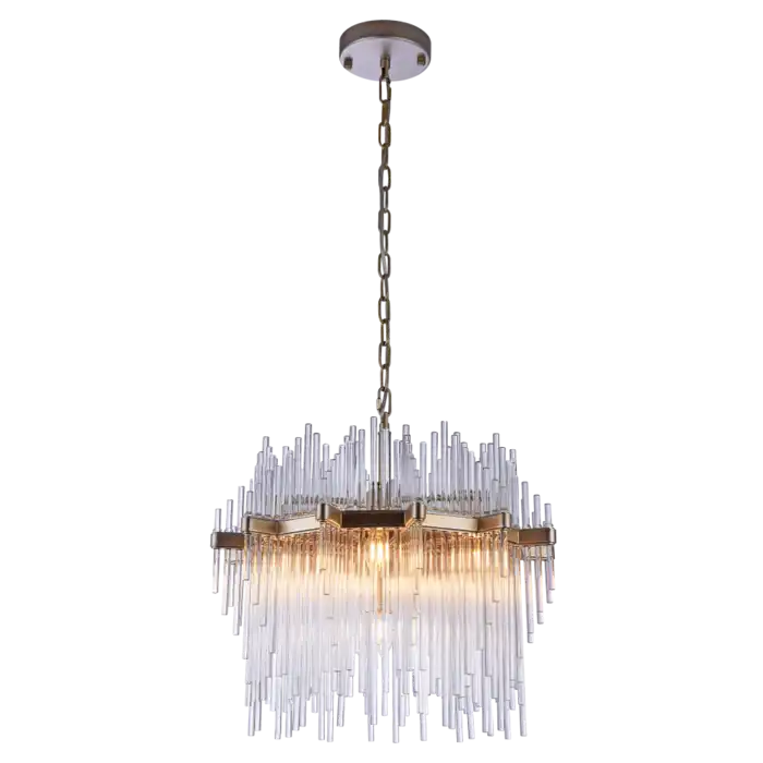 LAMPA WISZĄCA Reykjavik szklane sople, szampańskie wykończenie, styl glamour, dekoracyjna