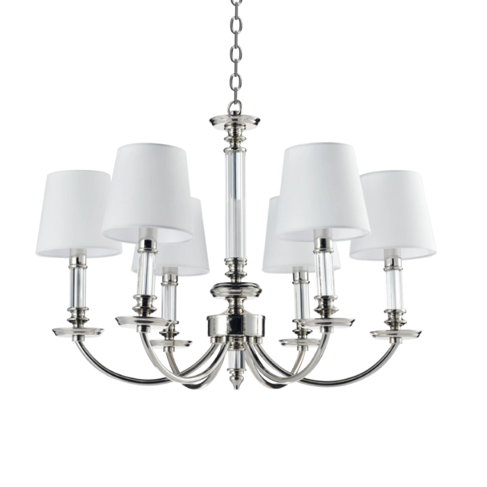 LAMPA WISZĄCA Siena z abażurami, srebrne wykończenie, klasyczna, piękna