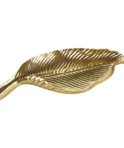 PATERA DEKORACYJNA ELIOT złota w kształcie liścia, styl glamour, ekskluzywna