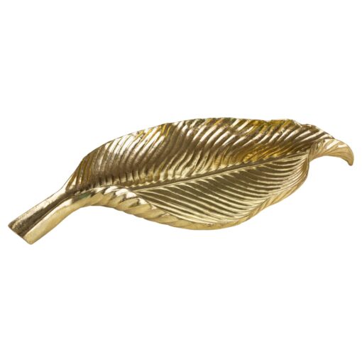 PATERA DEKORACYJNA ELIOT złota w kształcie liścia, styl glamour, ekskluzywna