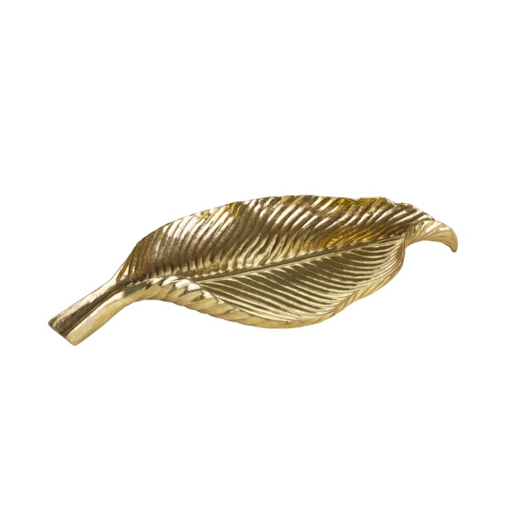 PATERA DEKORACYJNA ELIOT złota w kształcie liścia, styl glamour, ekskluzywna PATERA DEKORACYJNA ELIOT złota w kształcie liścia, styl glamour, ekskluzywna