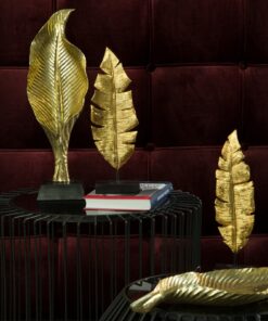 PATERA DEKORACYJNA ELIOT złota w kształcie liścia, styl glamour, piękna