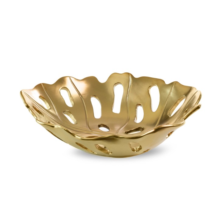 PATERA DEKORACYJNA MIRA ceramiczna, w kształcie liścia monstery, styl glamour, piekna PATERA DEKORACYJNA MIRA ceramiczna, w kształcie liścia monstery, styl glamour, piekna