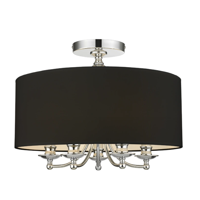 PLAFON Abu Dhabi, srebrne detale, czarny abażur, duży, styl hampton, klasyczny PLAFON Abu Dhabi, srebrne detale, czarny abażur, duży, styl hampton, klasyczny
