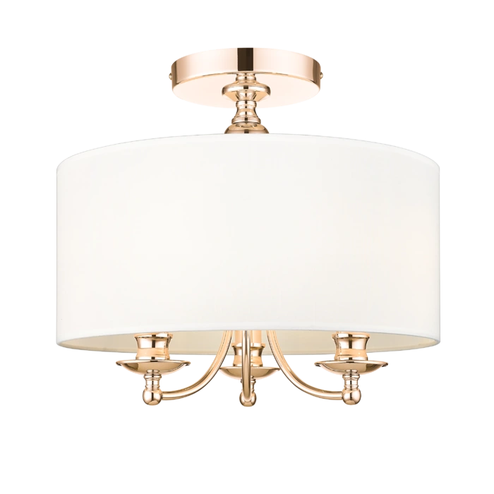 PLAFON Abu Dhabi z białym abażurem i złotym wykończeniem, mały, styl klasyczny, hampton PLAFON Abu Dhabi z białym abażurem i złotym wykończeniem, mały, styl klasyczny, hampton