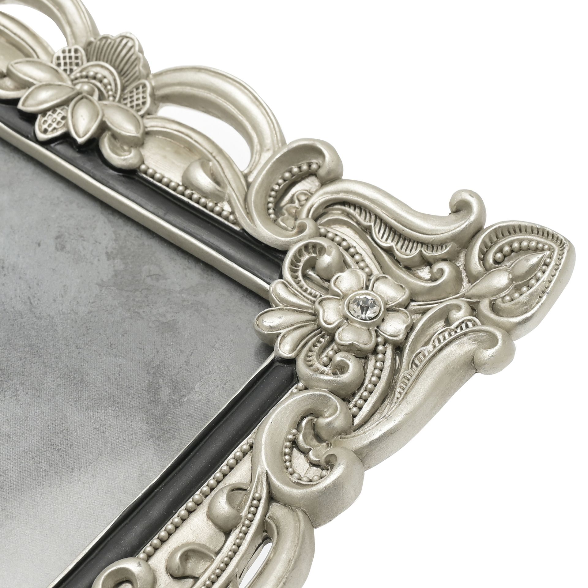 RAMKA NA ZDJĘCIE srebrna, ozdobna ramka, motyw kwiatów z kryształkami 6x8 RAMKA NA ZDJĘCIE srebrna, ozdobna ramka, motyw kwiatów z kryształkami 6x8, piękna