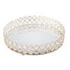 TACA MESI okrągła metalowa z kryształami lustrzany blat styl glamour 25x6 cm, ekskluzywna