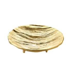 TACA złota, metalowa, okrągła, teksturowy wzór, ekskluzywna