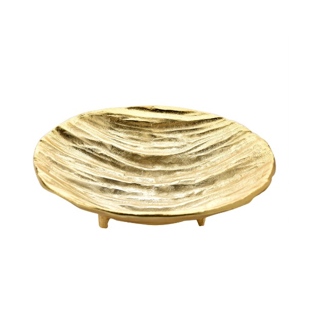 TACA złota, metalowa, okrągła, teksturowy wzór, ekskluzywna