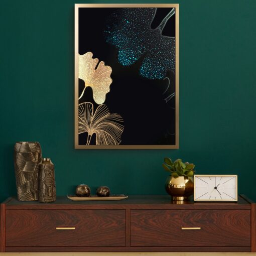 WAZON DEKORACYJNY EMMI czarno-złoty z geometrycznym wzorem, styl glamour 12x25 cm, ekskluzywny