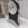 ZEGAR STOJACY kominkowy, czarny, szklany z aluminiową podstawą, piękny