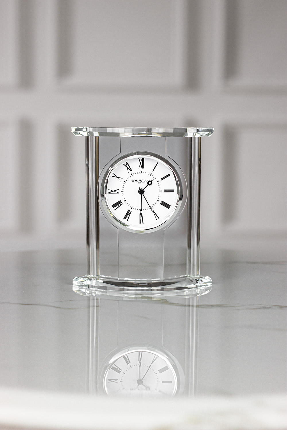 ZEGAR STOJĄCY kominkowy, szklany, srebrny wyjątkowy ZEGAR STOJĄCY kominkowy, szklany, srebrny wyjątkowy