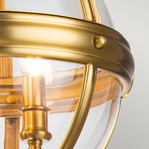 LAMPA WISZĄCA Adams w kształcie kuli, styl hampton, 3 źródła światła, szczotkowany mosiądz, ekskluzywna
