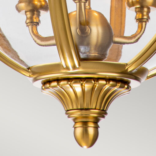 LAMPA WISZĄCA Adams w kształcie kuli, styl hampton, 3 źródła światła, szczotkowany mosiądz, wyjątkowa