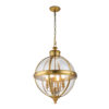 LAMPA WISZĄCA Adams w kształcie kuli, styl hampton, 4 źródła światła, szczotkowany mosiądz