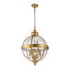 LAMPA WISZĄCA Adams w kształcie kuli, styl hampton, 4 źródła światła, szczotkowany mosiądz, piękna