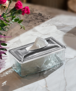SERWETNIK szklano metalowy ze srebrną pokrywką glamour