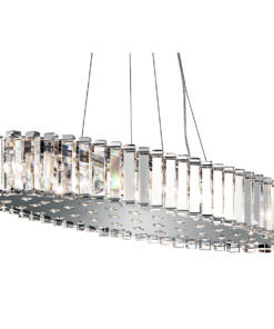 LAMPA WISZĄCA Crystal Skye owalna, kryształowa, srebrne elementy, glamour, 12 źródeł światła
