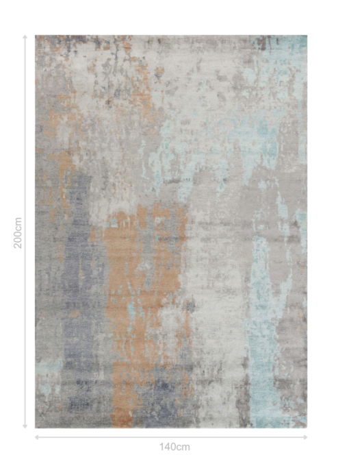 DYWAN Attraction No 2, błękitno brązowy, tkany ręcznie, jakość premium 140x200 cm, wymiary