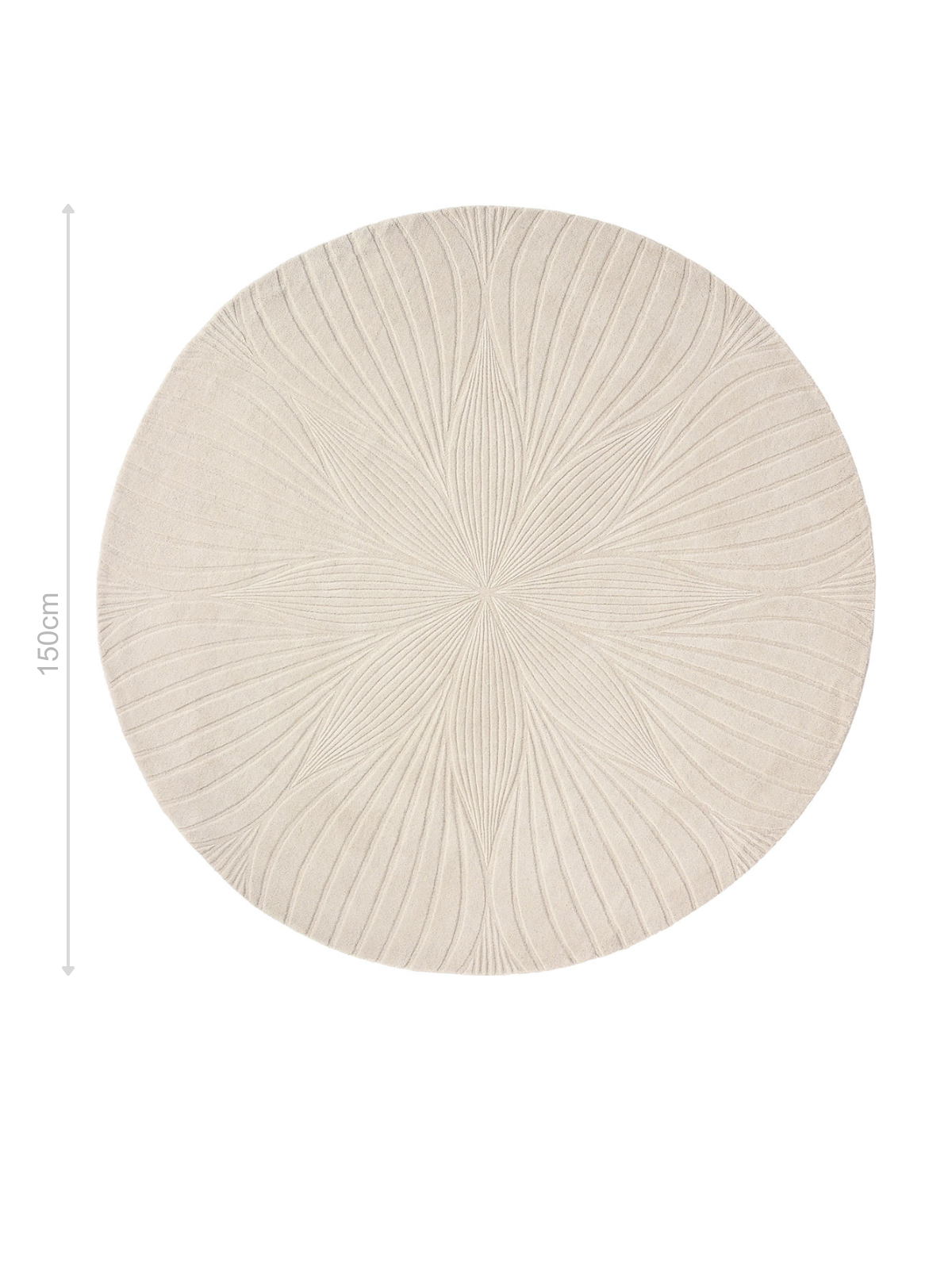 DYWAN Folia Round Grey, wzór 3D, beżowy, wełniany, premium 150 cm, wymiary